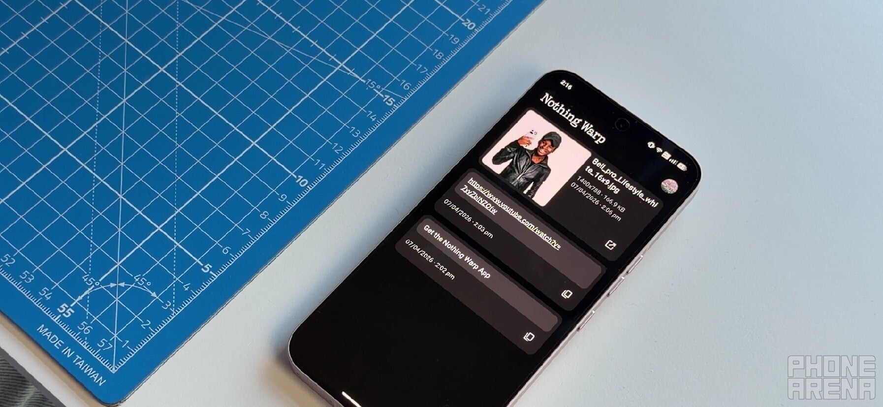 Nothing Warp app on a Nothing phone.
