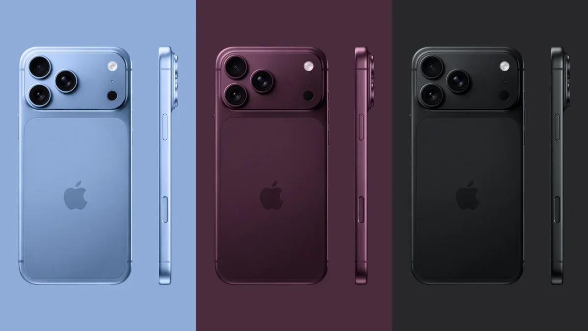 iPhone 18 Pro in its rumored colors Light Blue, Dark Cherry, Dark Gray. | Image by Macworld - What will the iPhone 18 Pro look like? These early renders may offer the answer