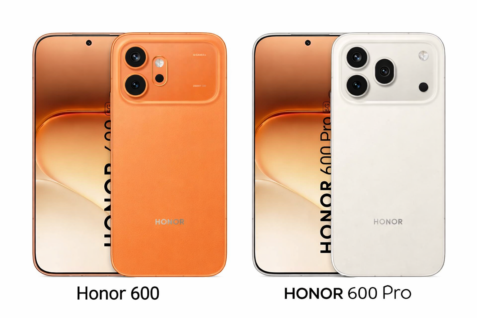 Two Honor phones, one in orange.