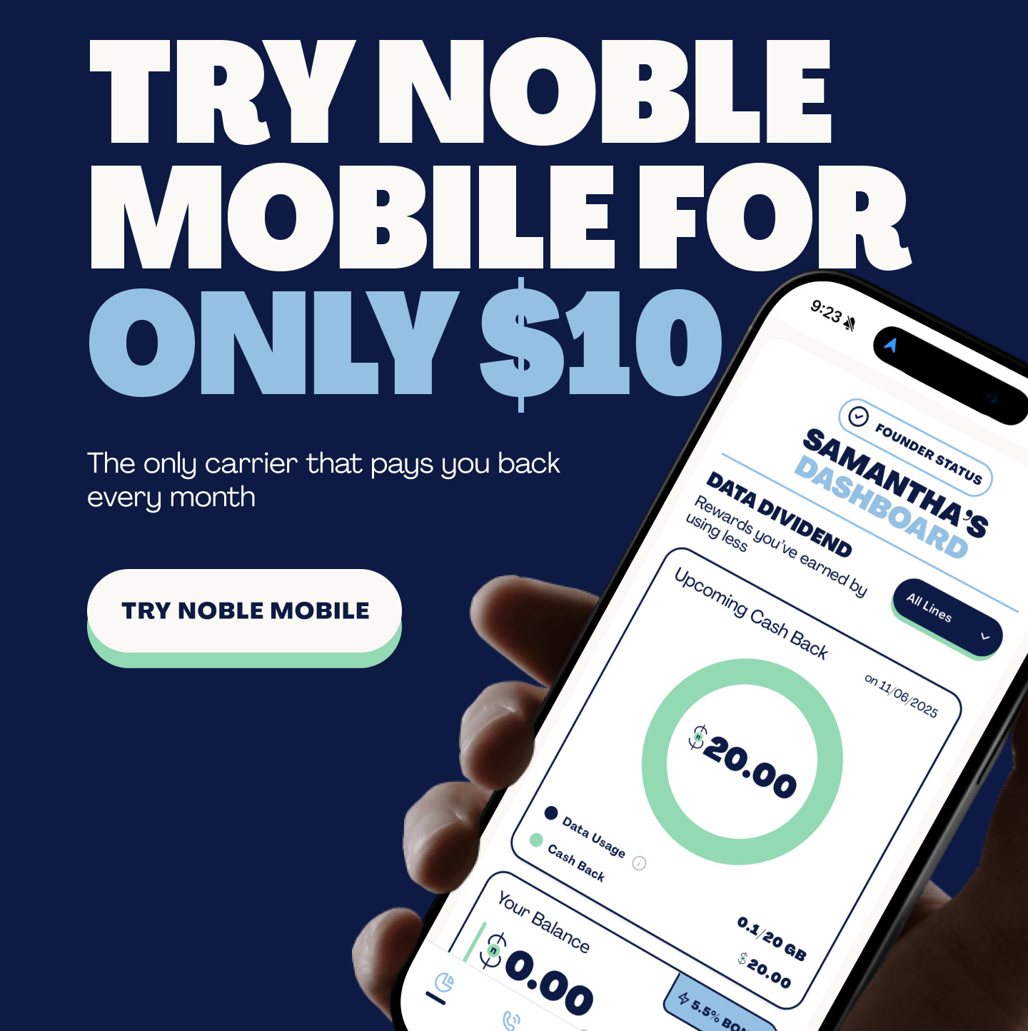 Get money back for any GB you don't use | Image by Noble Mobile - Unlimited 5G and money in the bank: how Noble Mobile is changing the carrier game