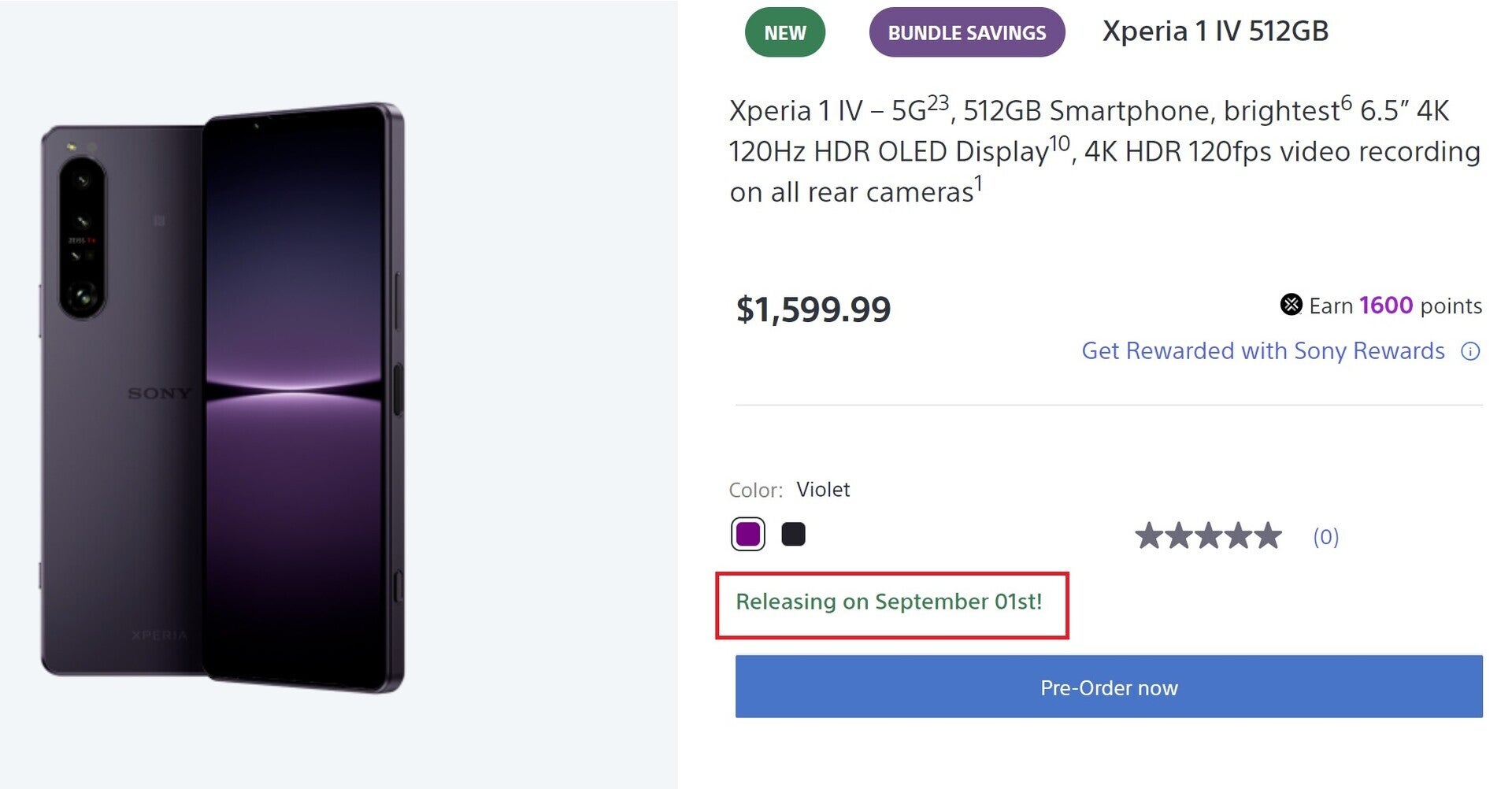 The base price of the Xperia 1 IV | Image by Sony USA - The Xperia 1 VIII has potential, but Sony needs to fix a couple of things
