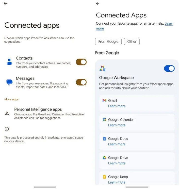 Settings menus for the upcoming Proactive Assistance feature.| Image by Android Authority - Google's new proactive feature knows what you want and gets it for you before you ask for it