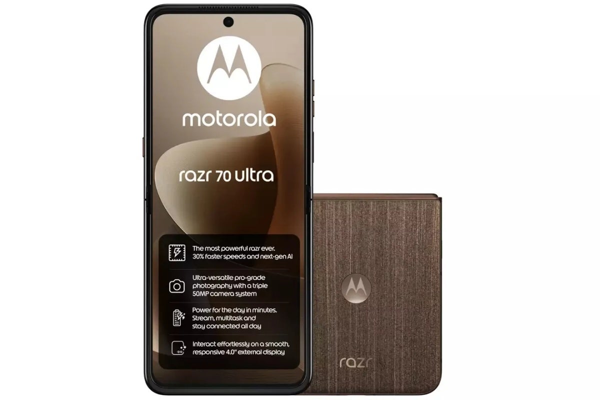 Leaked Motorola Razr Ultra (2026) image in Pantone Cocoa Wood color