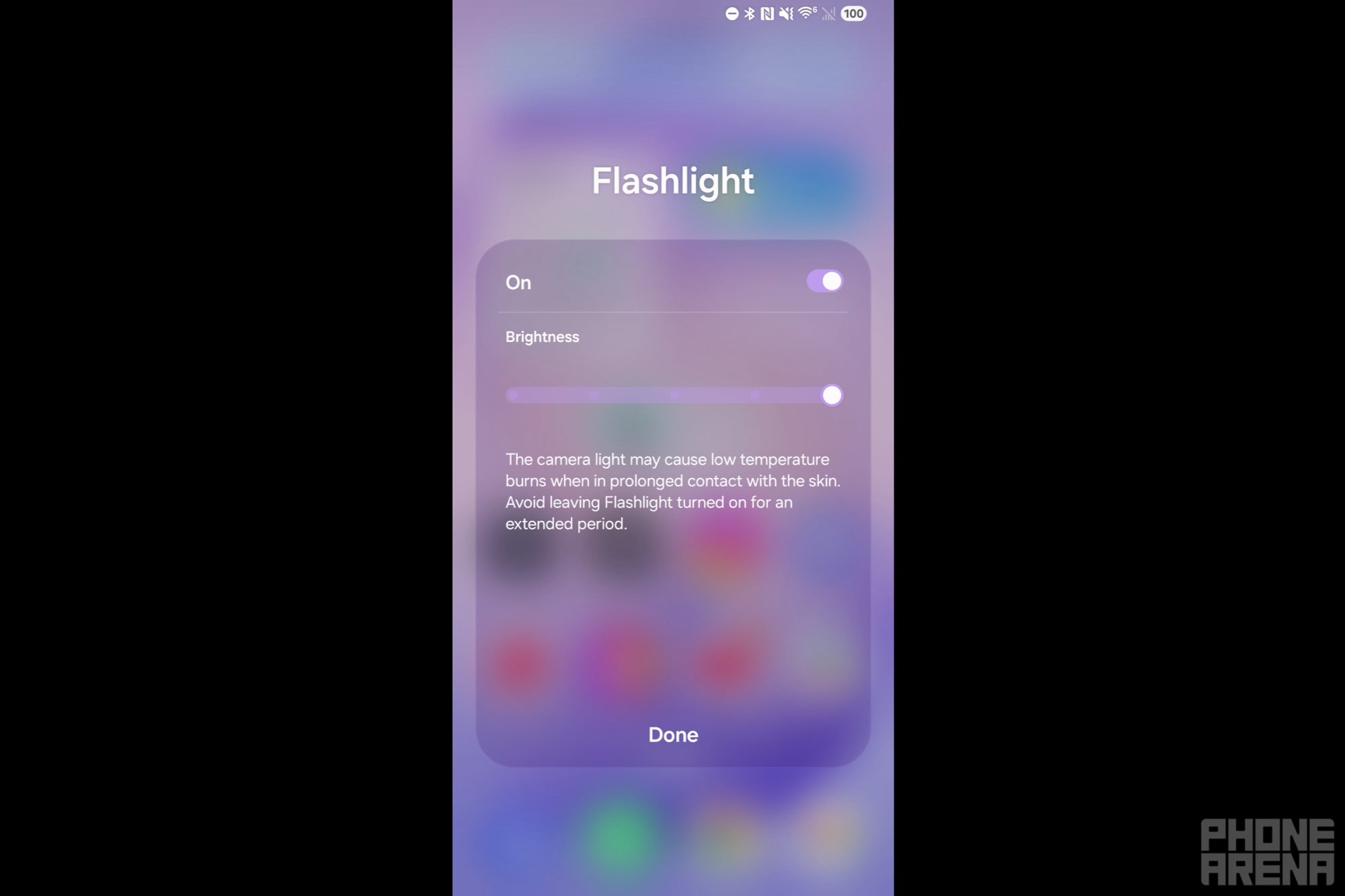 Samsung Galaxy S26 Ultra Flashlight Strength Warning