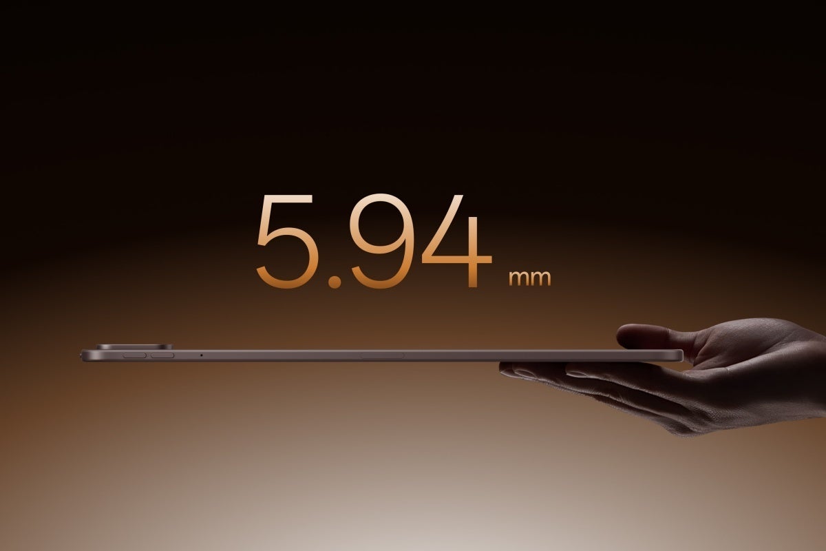 Promotional OnePlus Pad 4 image highlighting the ultra-thin profile