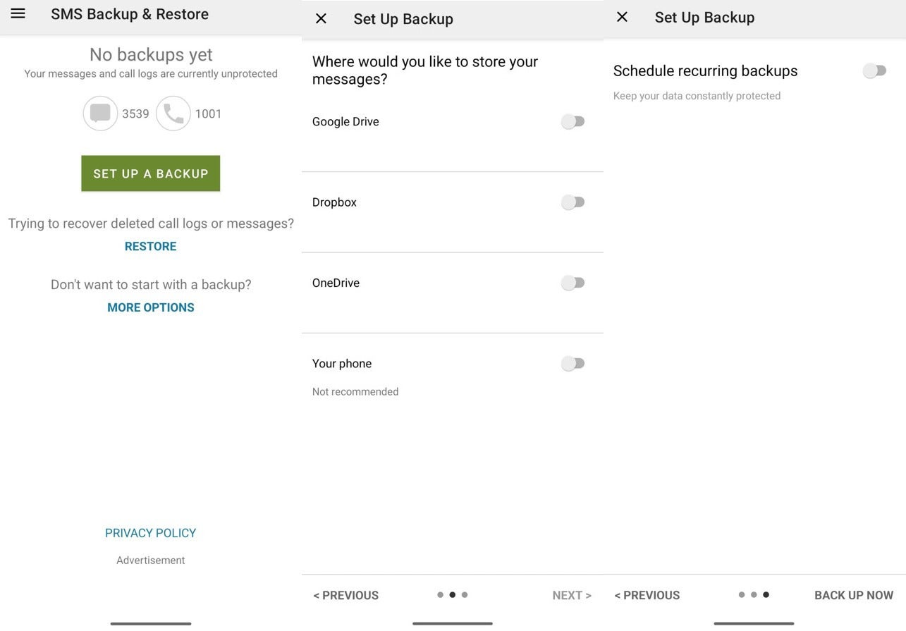 Creating a backup of messages using SMS Backup &amp;amp; Restore app. 