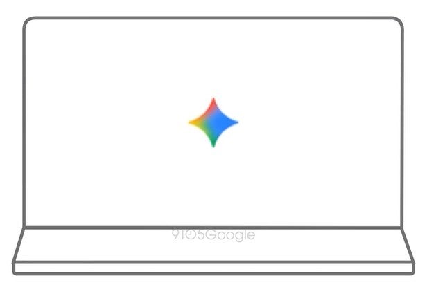 Still from leaked animation showing Pixel Glow and Gemini icon on laptop.