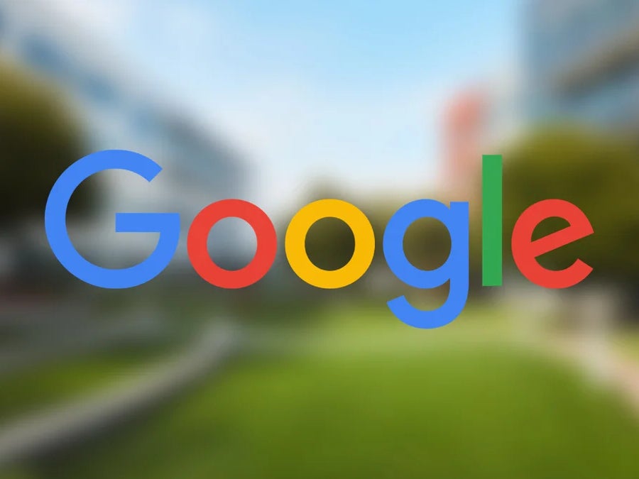 Google logo over blurred background