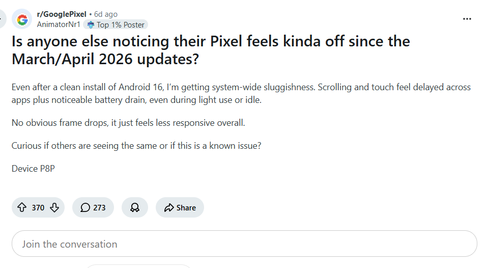 We just want reliability. | Image by Reddit - Annoying bug from Galaxy and iPhone jumps over to Pixel phones too