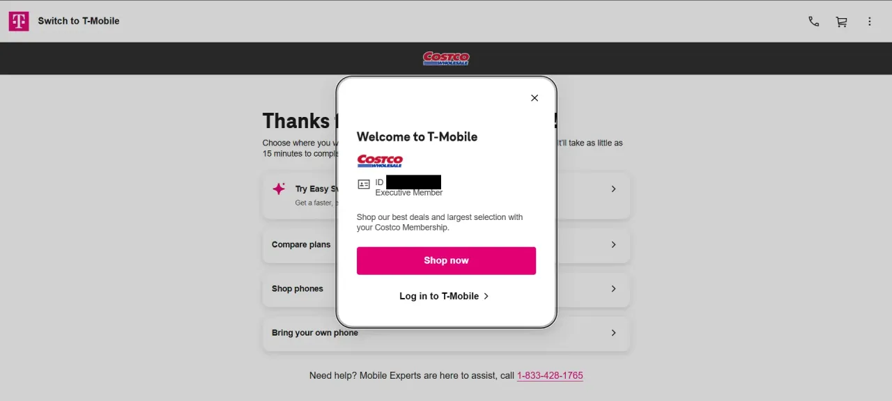 t-mobile costco member account link