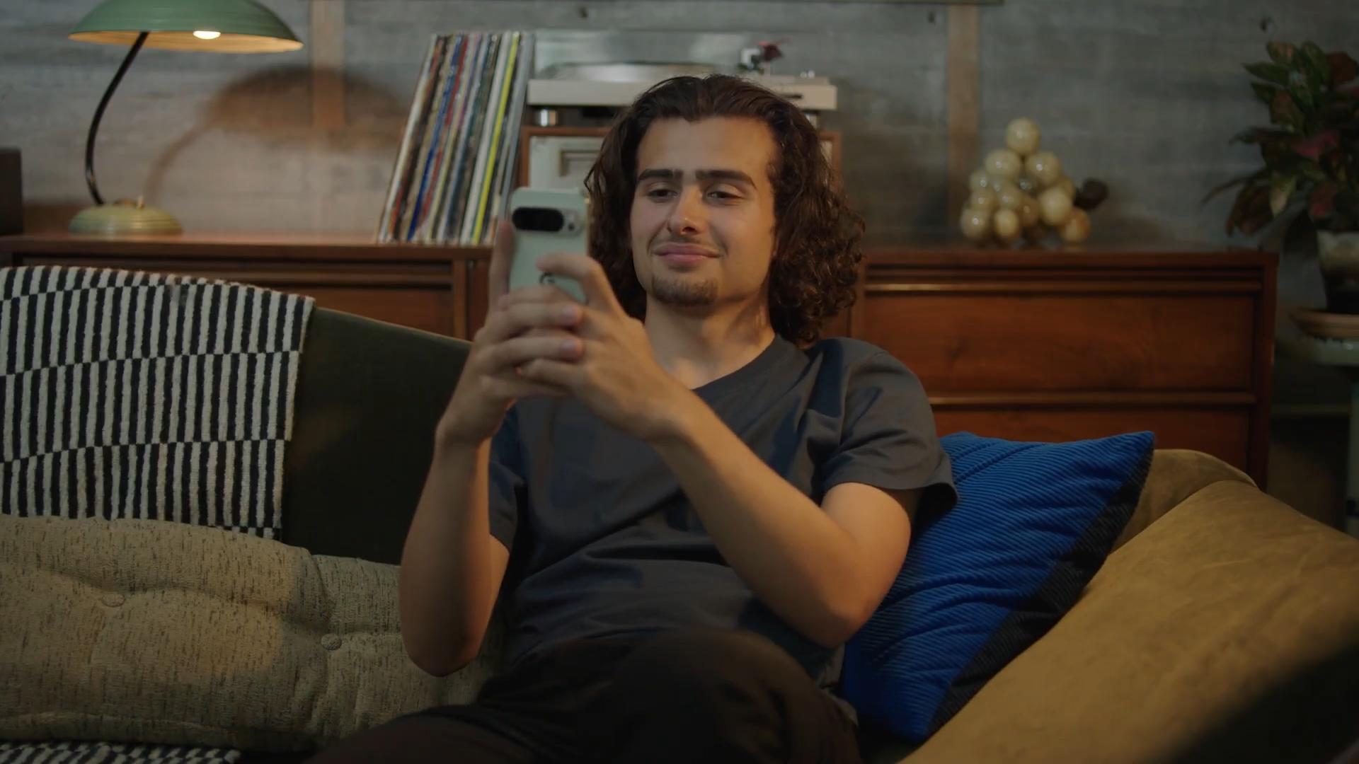 A man trying to unlock his Pixel phone through Face ID.