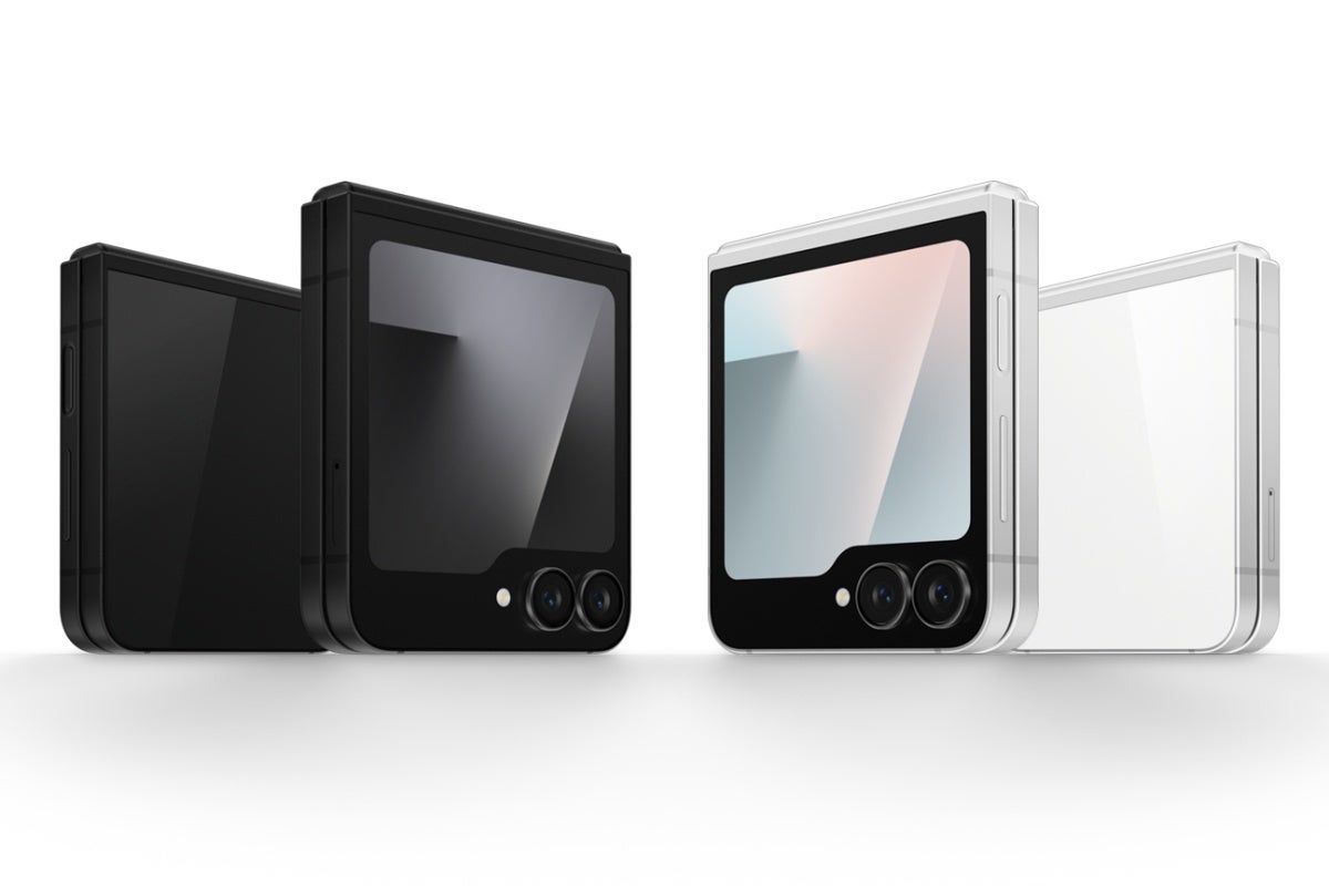 Samsung Galaxy Z Flip 7 FE in black and white colors