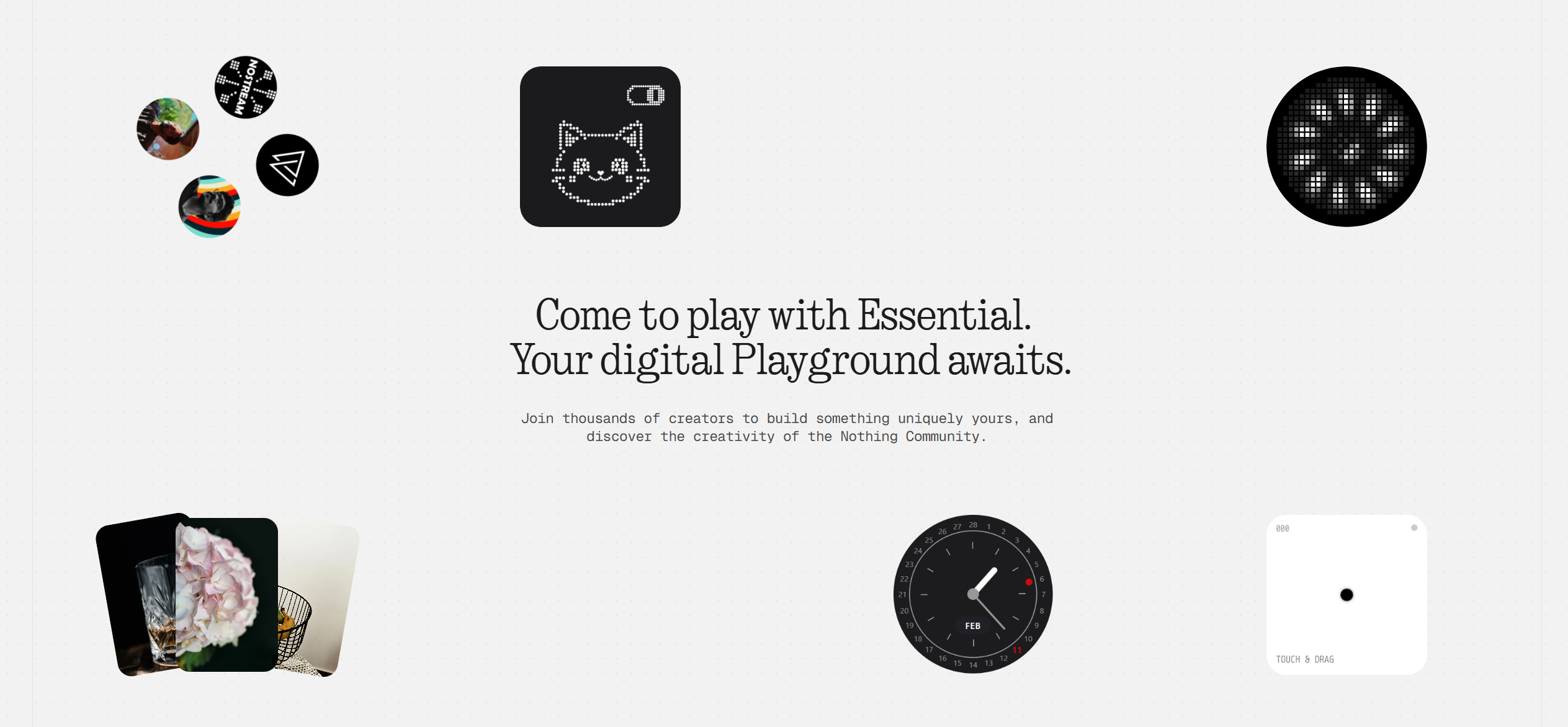 The Nothing Playground front page on desktop