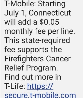 Screenshot of text received by some T-Mobile subscribers.