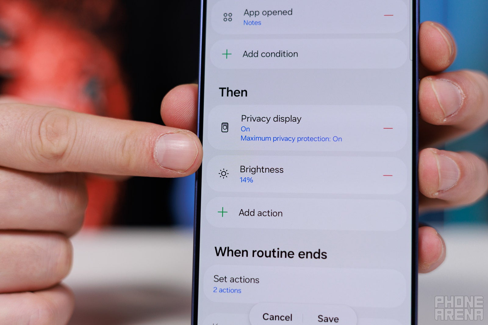 Use ROutines to keep brightness low when accessing private apps | Image by PhoneArena - Samsung Privacy Display: not a disappointment, here&rsquo;s how to use it