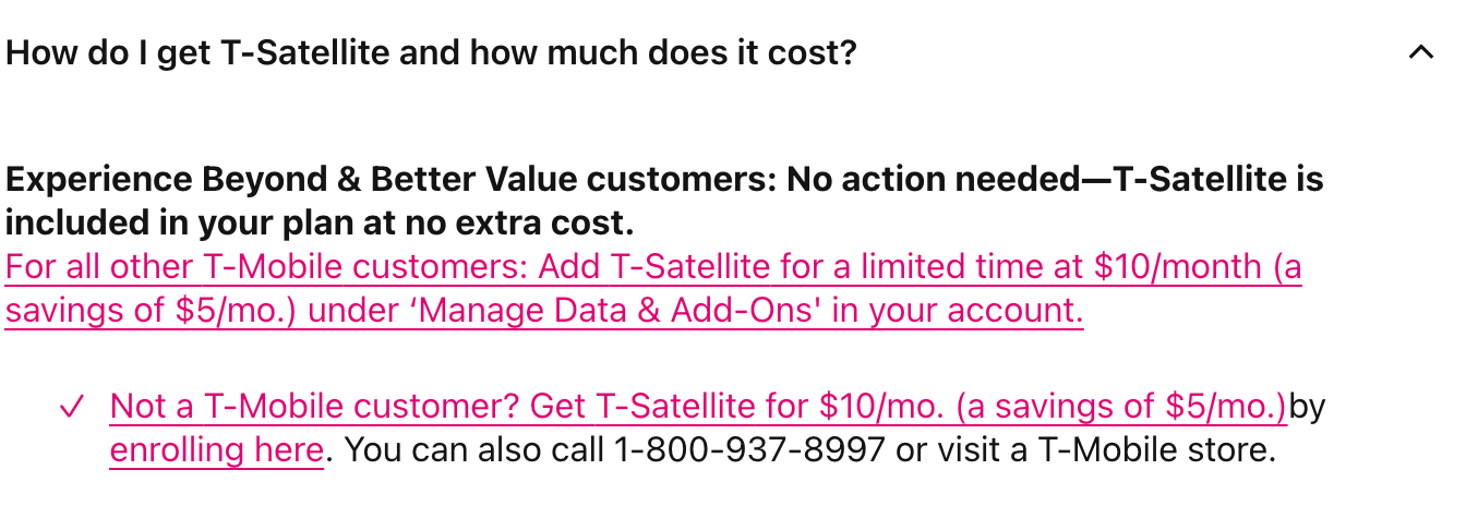 T-Mobile T-Satellite AT&amp;amp;T Verizon