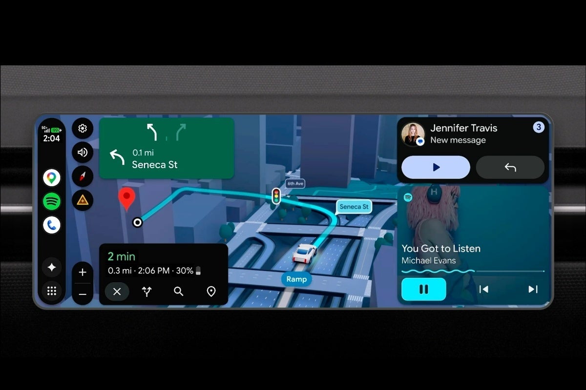 Android Auto's new Immersive Navigation mode is certainly cool enough to warrant two different announcements. | Image by Google - Android Auto is getting its biggest redesign in years, YouTube support, enhanced Gemini, and more