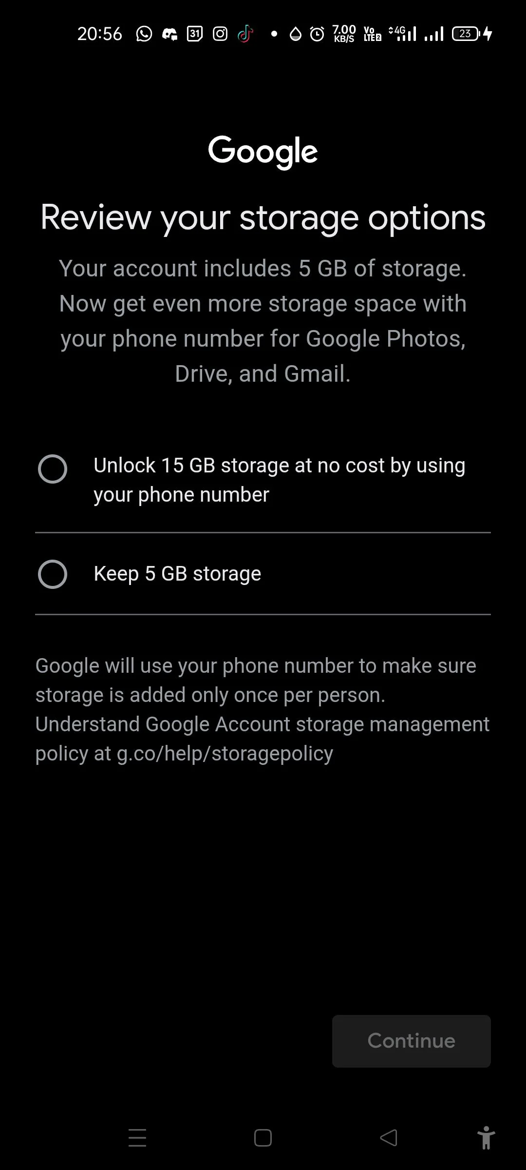 No more 15GB for new users unless they verify their phone number. | Image by sungusungu - Google is testing a frustrating restriction on a legacy feature