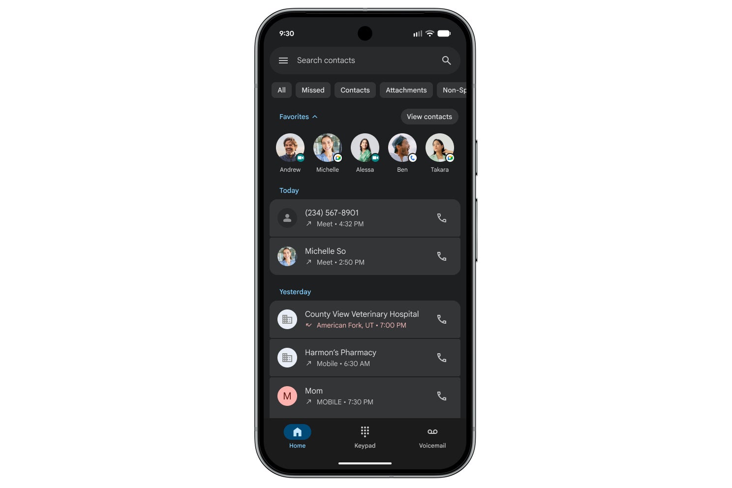 VoIP integrated call log