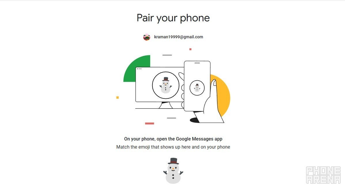 New pairing option of Google Messages web.