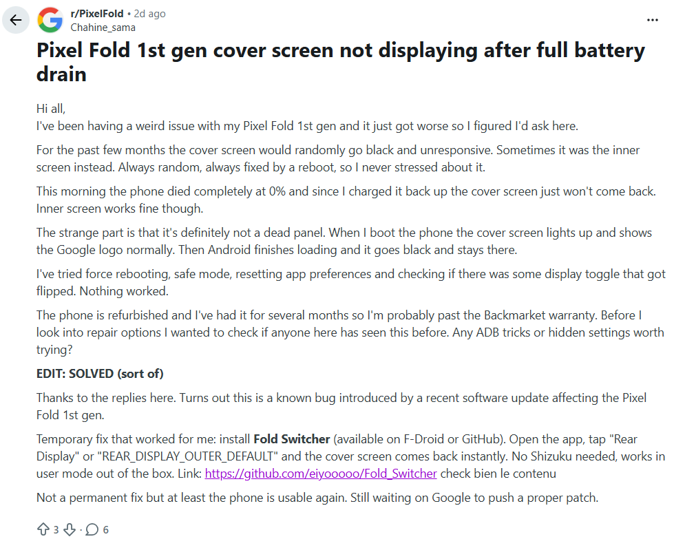 The original isn't necessarily flawless. | Image by Chahine_sama - Is your Pixel Fold acting strangely? You're not alone
