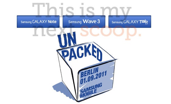 Samsung Galaxy Tab 7.7, Galaxy Note, and Wave 3 are revealed thanks to Samsung's Unpacked app