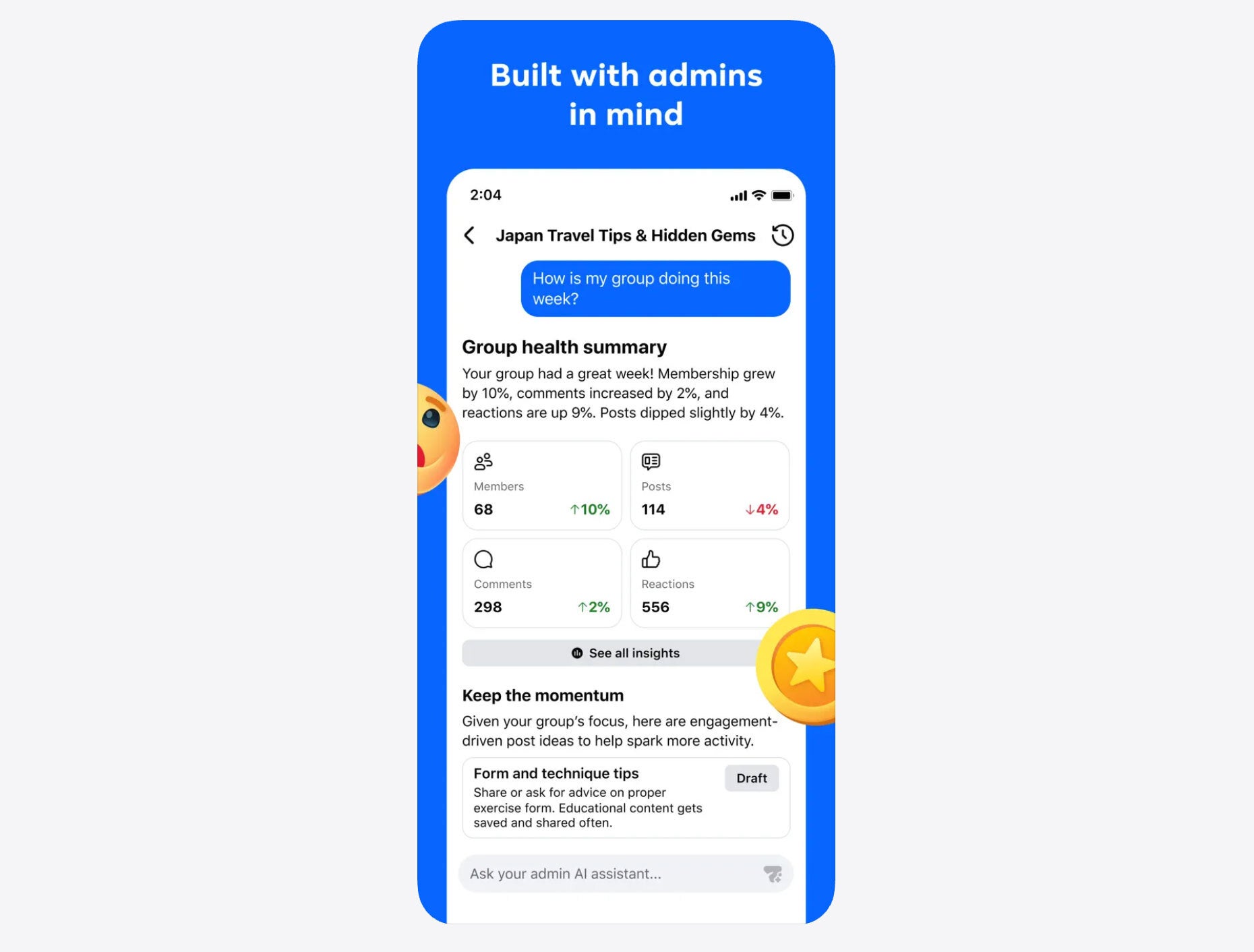 Some of the AI features are meant for Facebook Groups admins. | Image by Meta - Meta&rsquo;s latest app wants you to forget about Reddit and embrace the AI