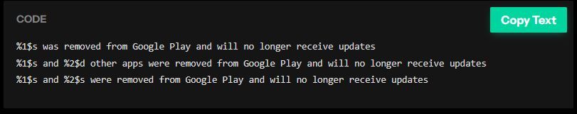 Code found inside the Google Play Store App | Image by Android Authority - Google might soon start warning you about dead Android apps on your phone