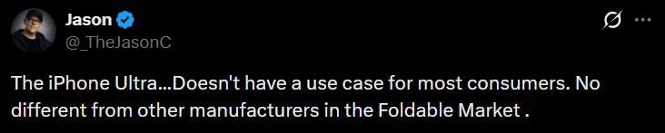 I have a feeling that sales figures will disagree with this statement. | Image by X - Leaked foldable iPhone Ultra cases leave nothing to the imagination