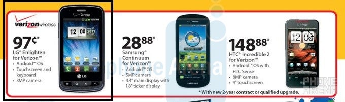 Verizon’s LG Enlighten appears on Wal-Mart&#039;s product catalog, yours for a dollar
