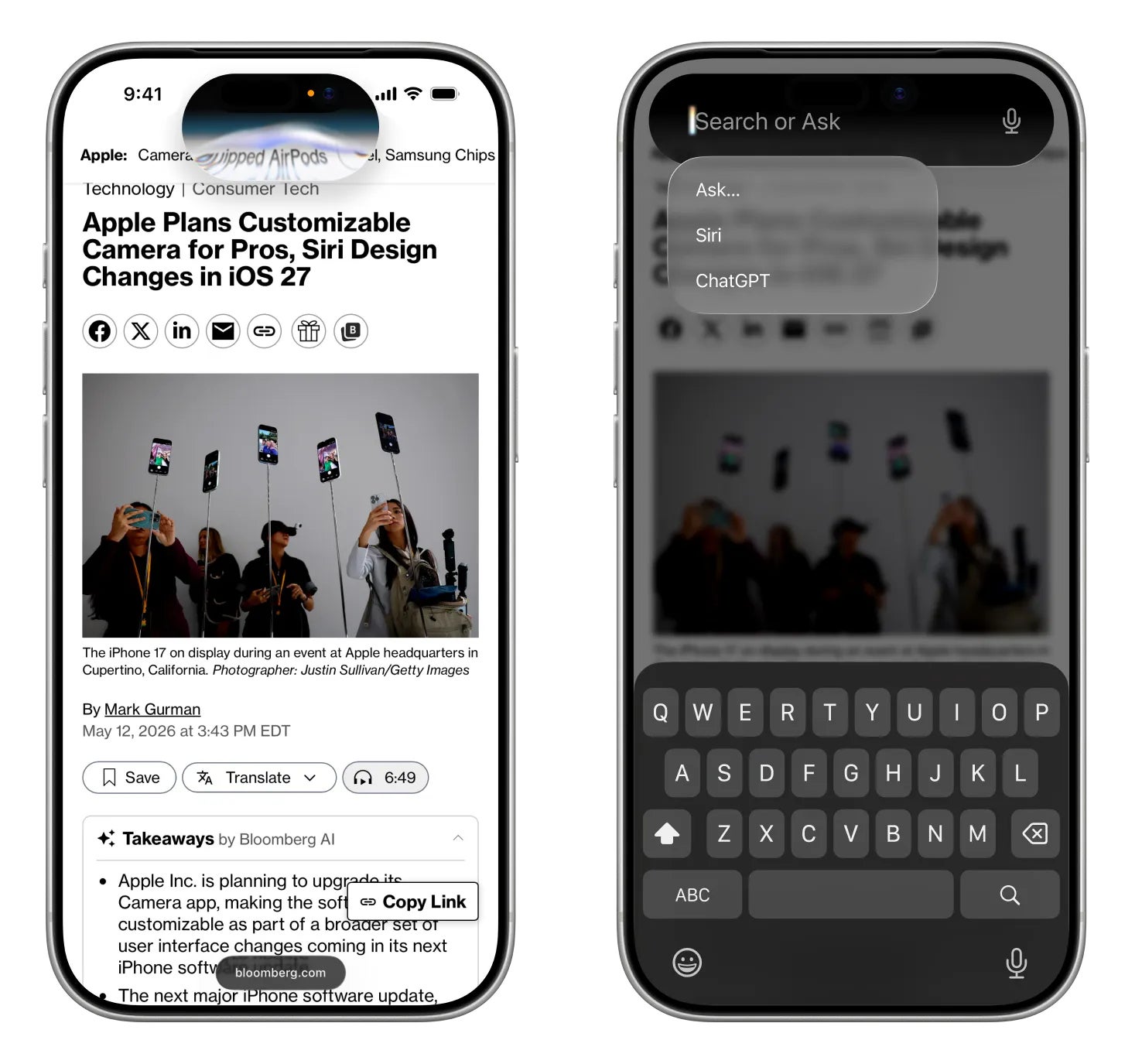 Leaked iOS 27 and new Siri design renders