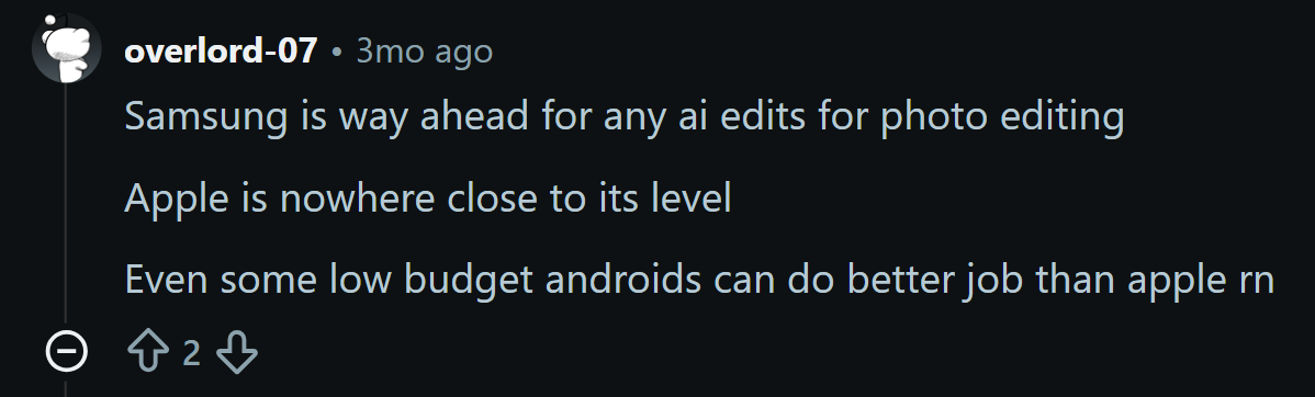 User opinions on Apple vs Samsung vs Google AI tools