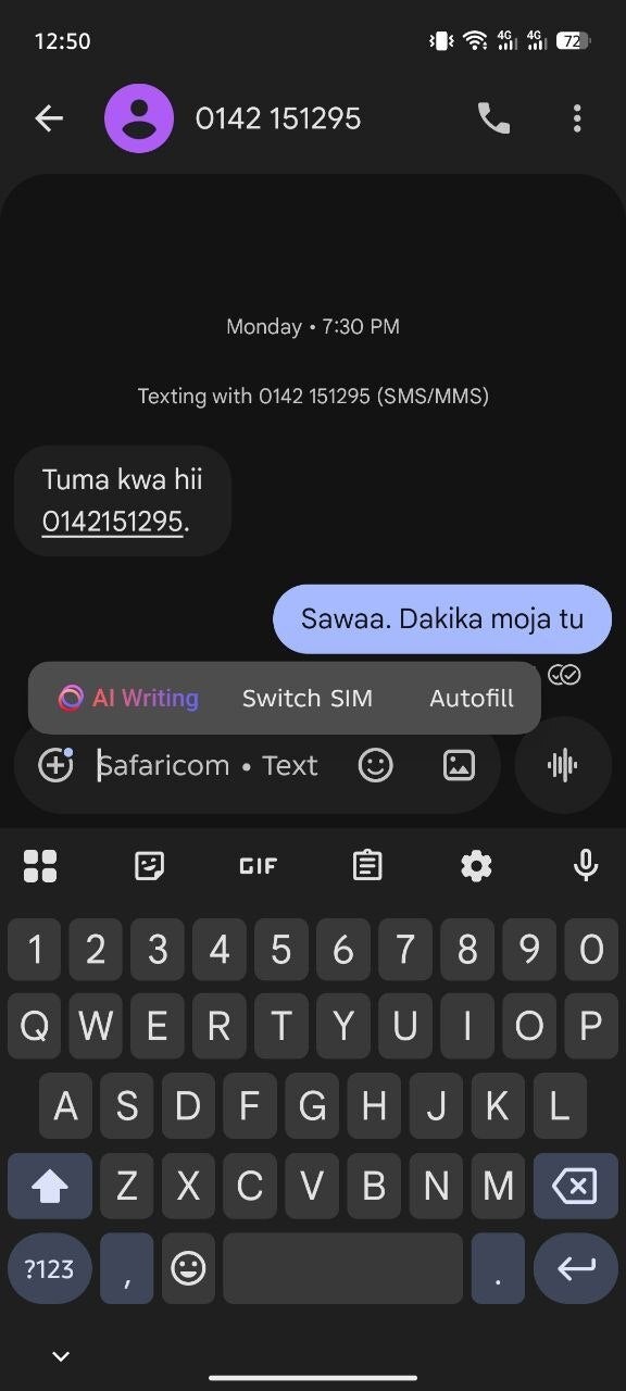 Switch SIM option in Google Messages.