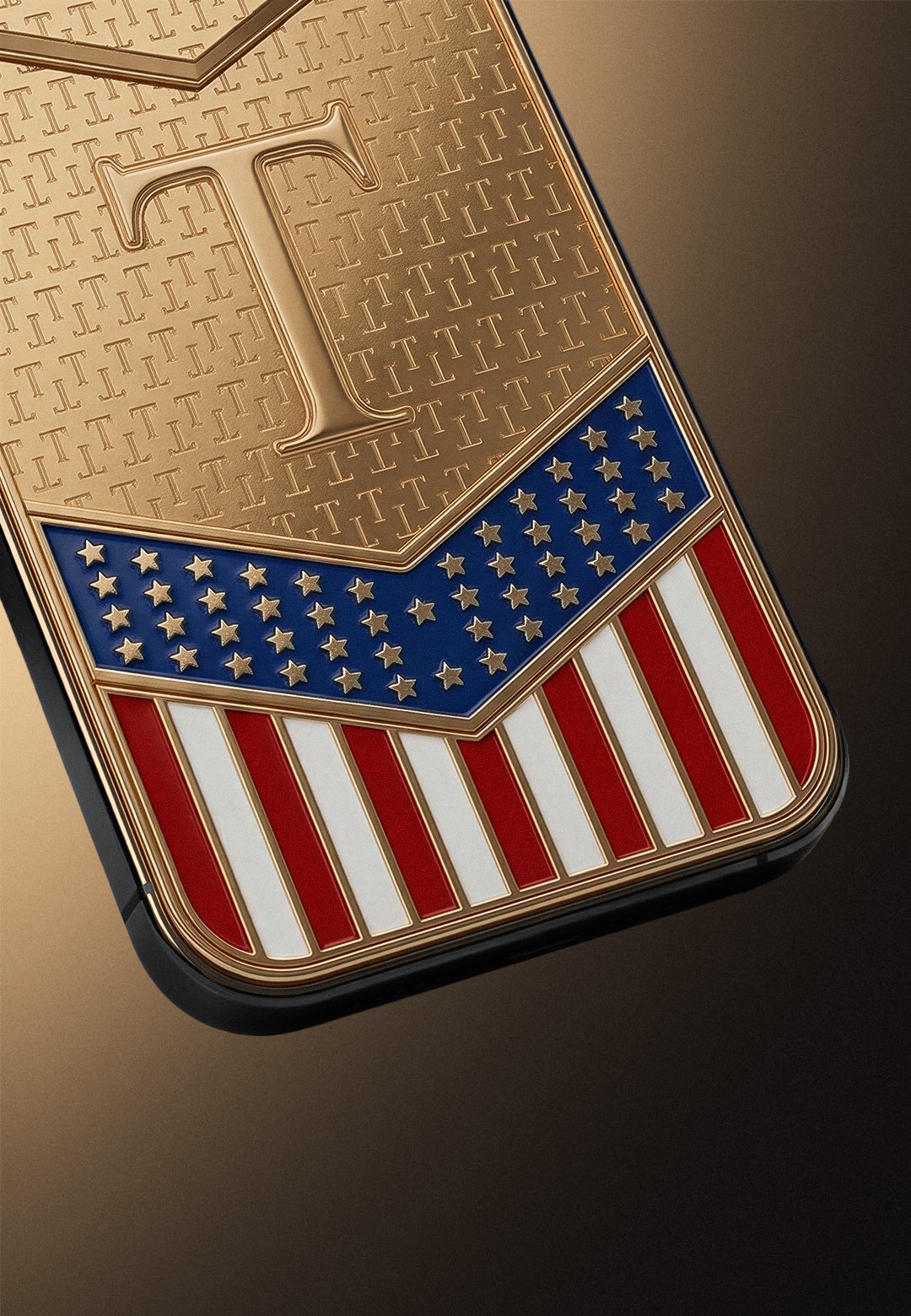 Here's a closer look. | Image by Caviar - This is the 24-karat gold $11,000 Trump phone that is actually an iPhone 17 Pro Max