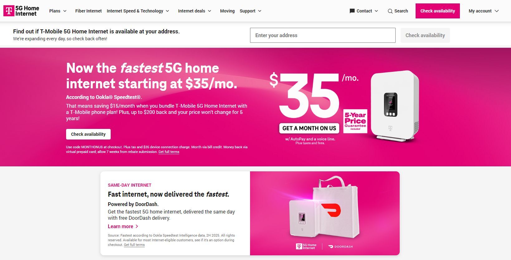 T-Mobile's 5G Home internet plans. | Image by T-Mobile - T-Mobile is down again, this time it's the 5G home internet service