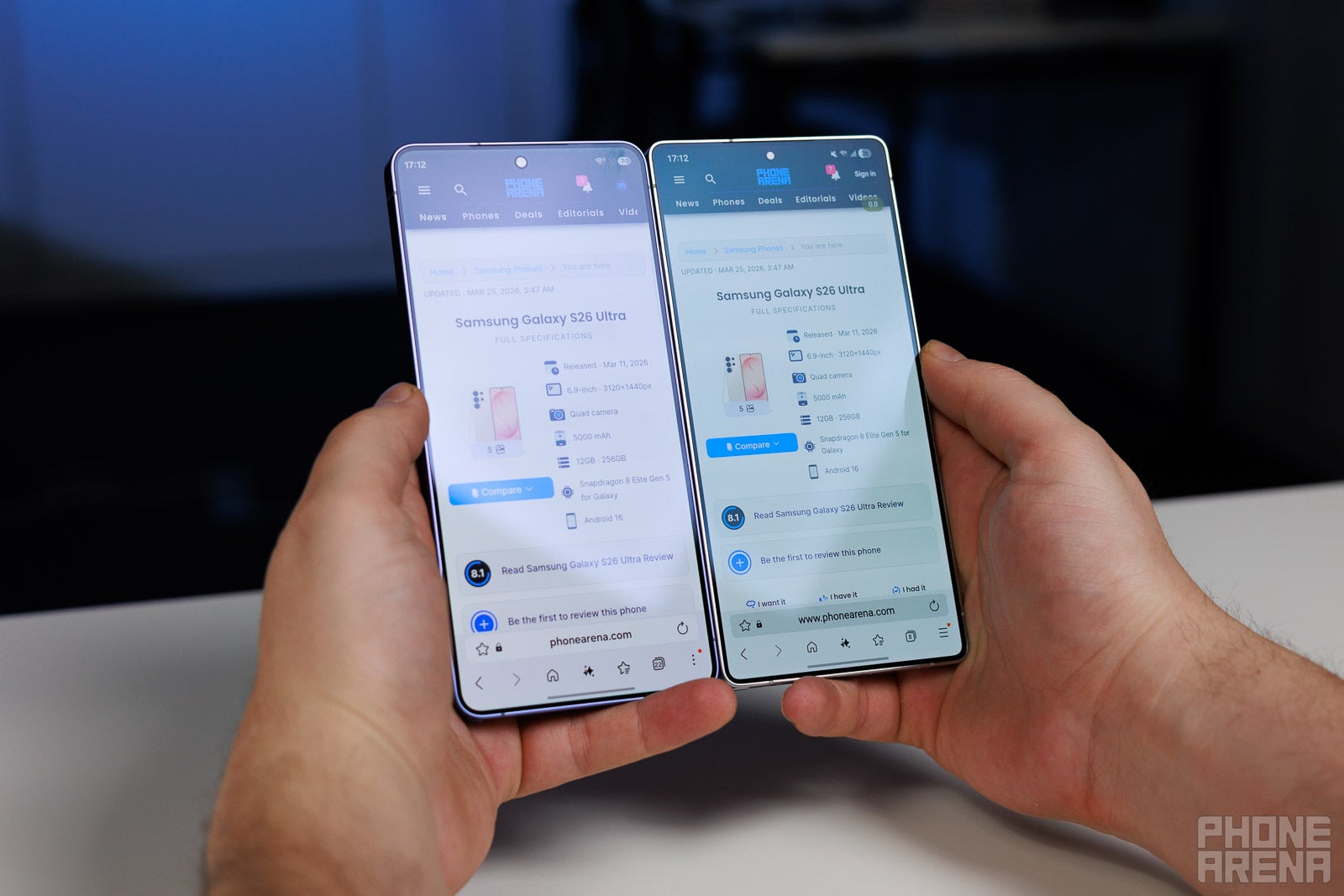 Galaxy S26 Ultra vs Galaxy S25 Ultra | Image by PhoneArena - Still the best? Galaxy S26 Ultra anti-reflection glass tested!