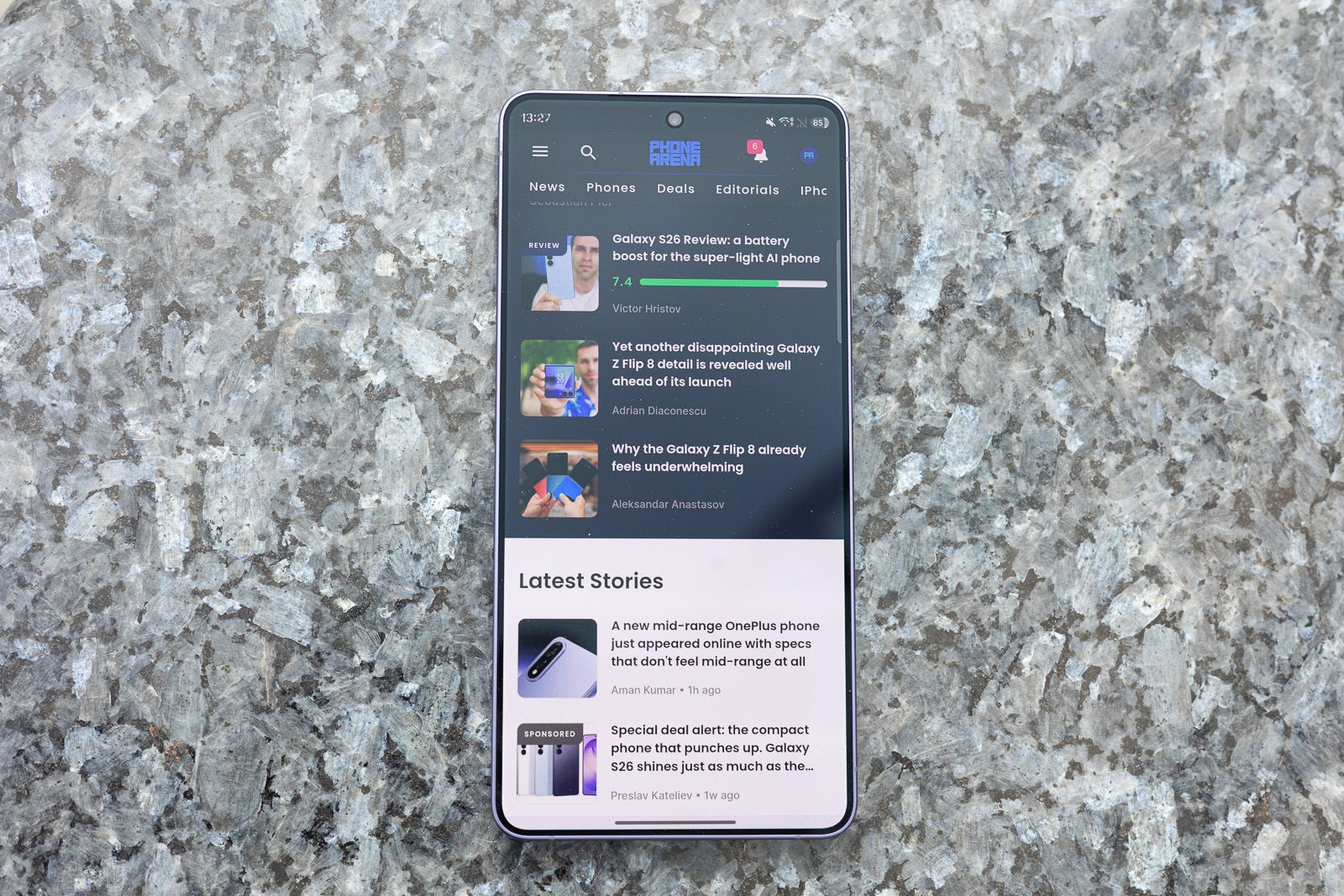 The Galaxy S26 Ultra outdoor visibility head-on. | Image by PhoneArena - The Galaxy S26 Ultra is ahead of the competition in our outdoor visibility test