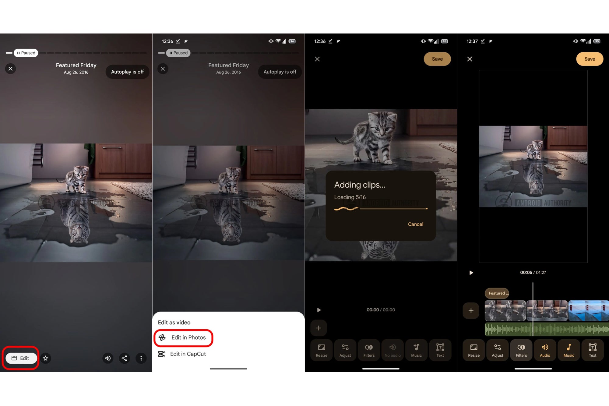 Google Photos to Capcut workflow