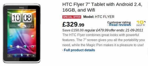 Best Buy UK has the HTC Flyer on sale for a limited time at £329.99