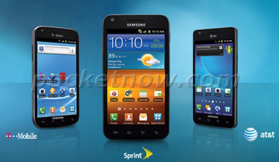 All three Samsung Galaxy S II variants for the US pose together in a leaked shot