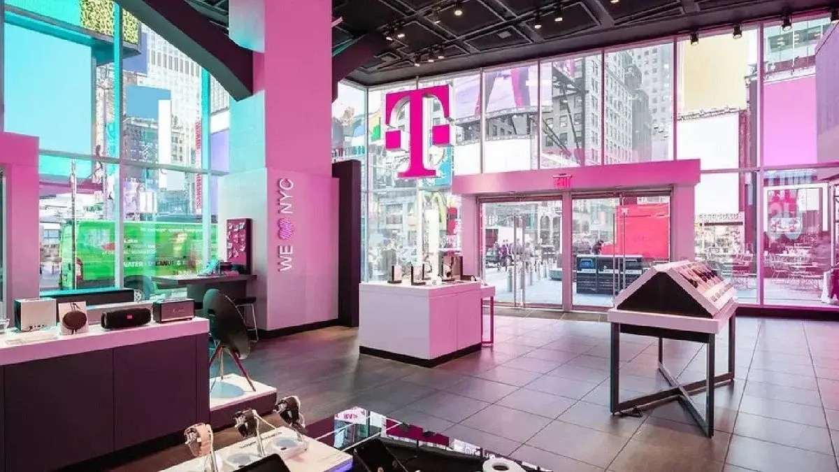 Inside of a NYC T-Mobile store.