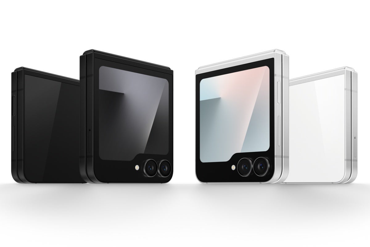 Samsung Galaxy Z Flip 7 FE in black and white colors