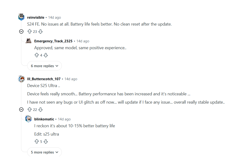 Users are happy with the One UI 8.5 lifestyle. | Image by reinvisible and Ill_Butterscotch_107 - What Galaxy S22 owners feared is now practically confirmed