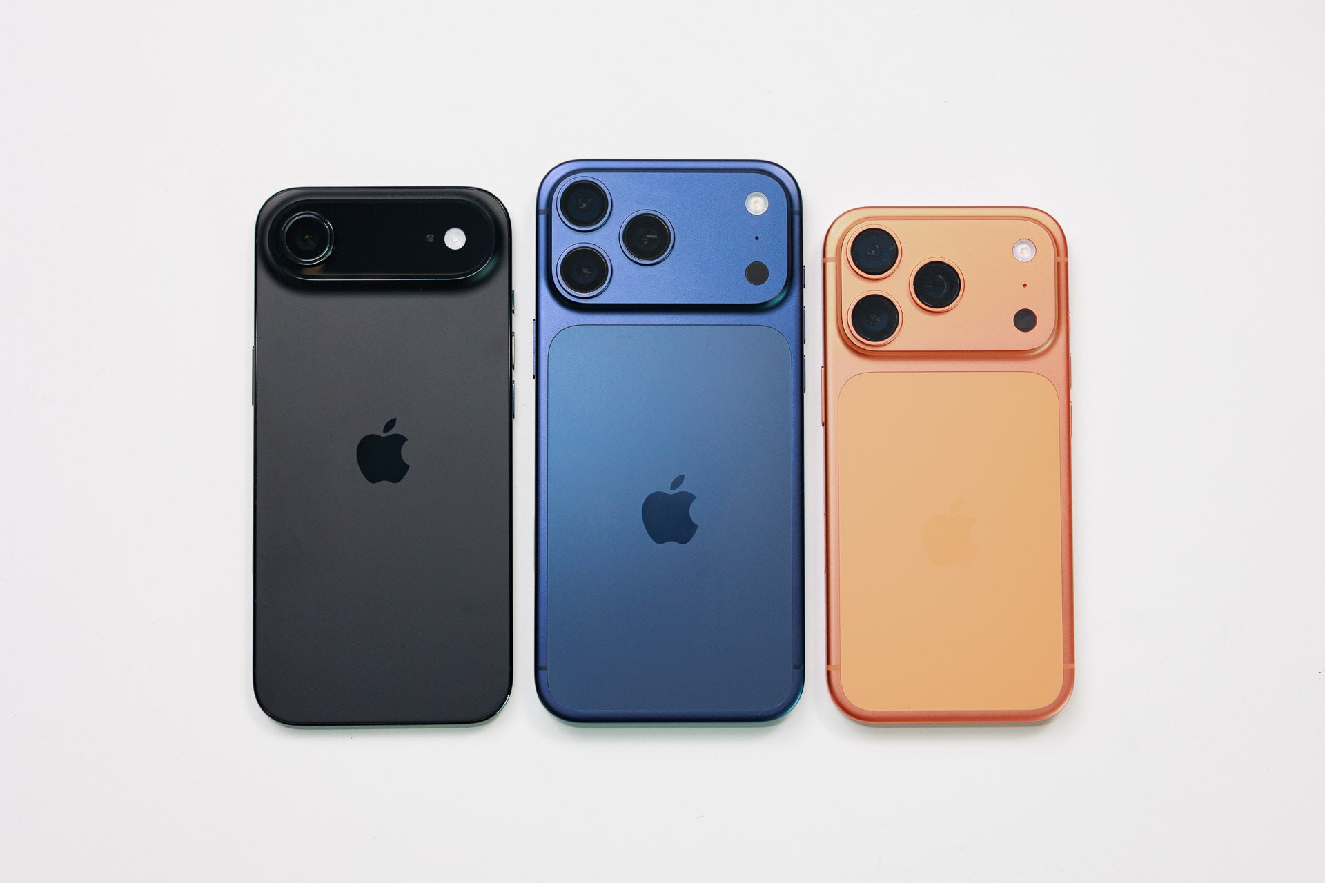 The iPhone Air, iPhone 17 Pro Max, iPhone 17 Pro. | Image by PhoneArena - iPhone Air Size Guide: A close-up look at Apple's most radical design