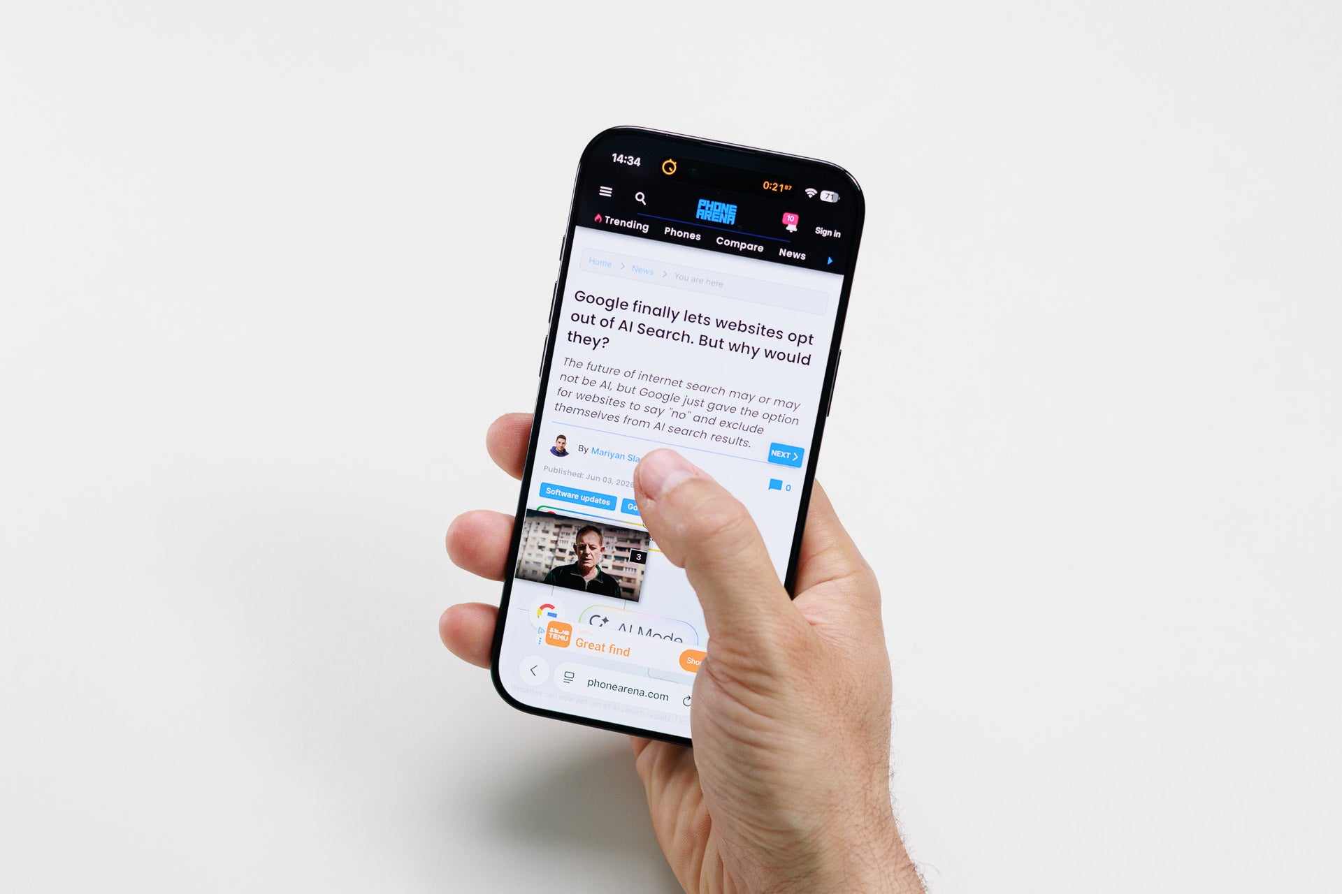 Thumb reach on the iPhone Air. | Image by PhoneArena - iPhone Air Size Guide: A close-up look at Apple's most radical design