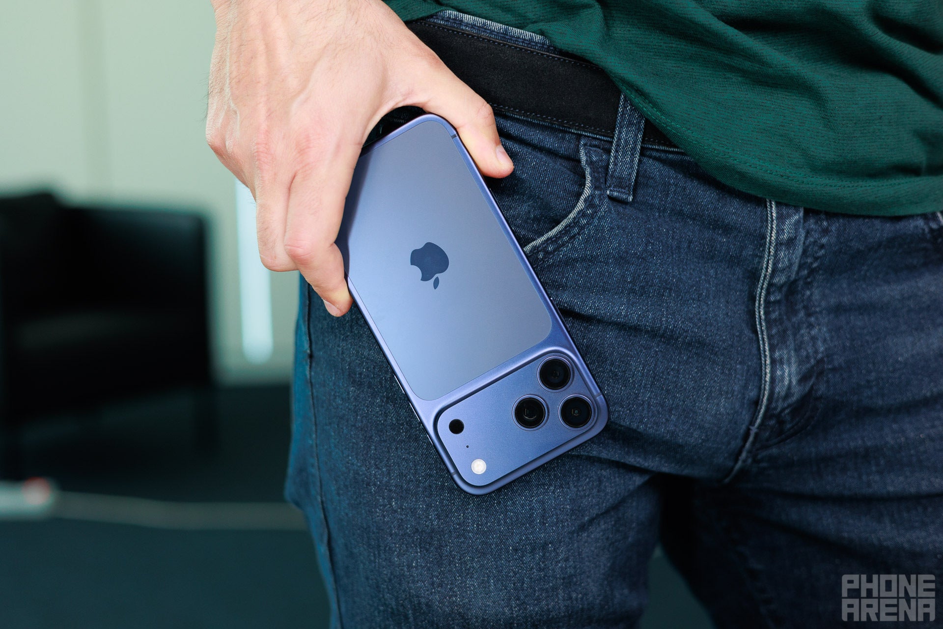 The iPhone 17 Pro Max and pockets. | Image by PhoneArena - iPhone 17 Pro Max Size Guide: Can your pockets handle the massive 6.9-Inch display?