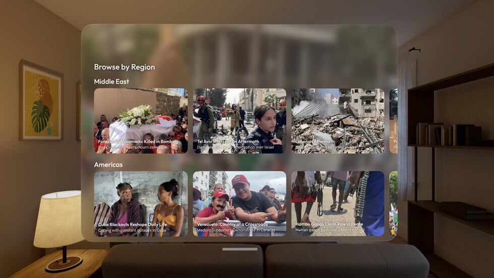 Watching the news on your Vision Pro using the News in Depth app is a completely different experience. | Image by Apple - The best of App Store: Apple revealed the 2026 Apple Design Award winners