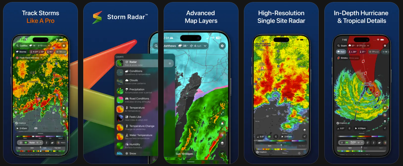 Storm Radap app on an iPhone screen.