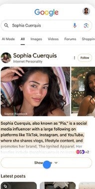 Search profile for content creator.