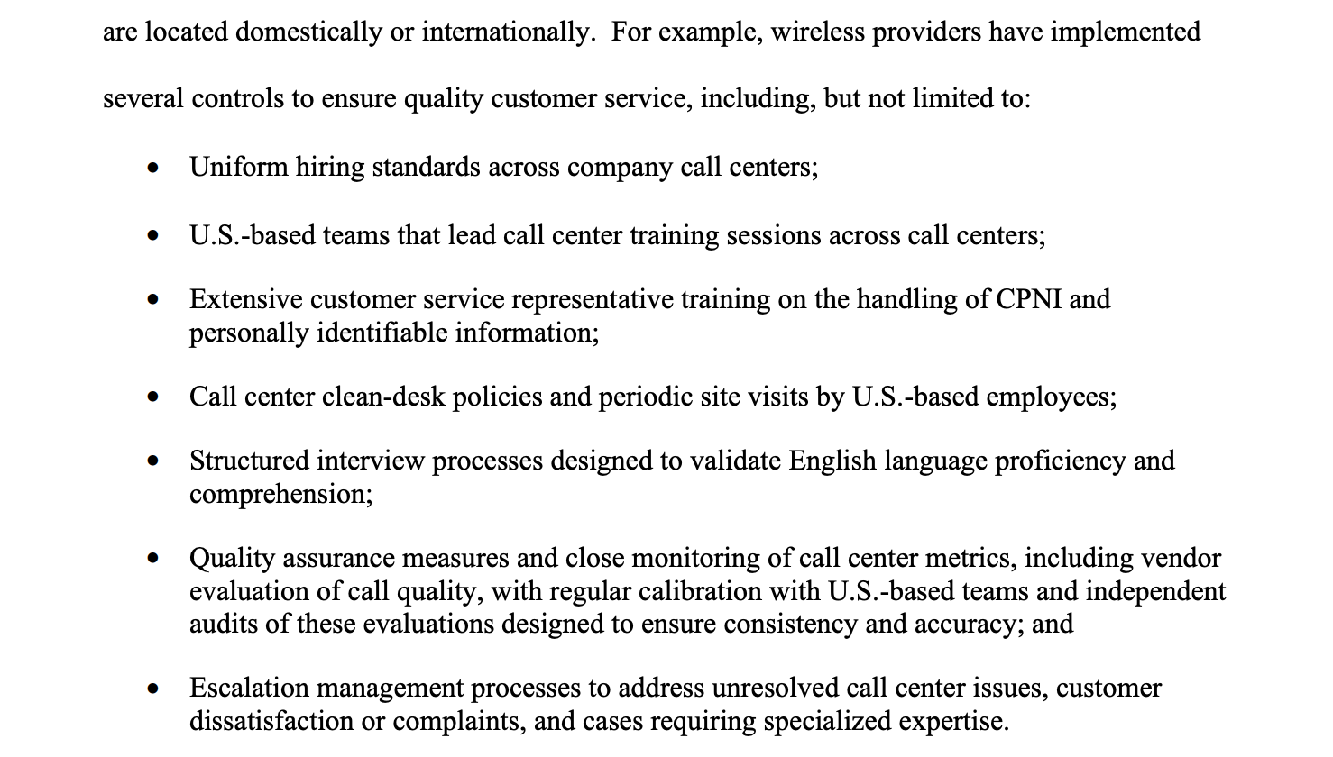 at&amp;amp;T t-mobile verizon ctia fcc call centers
